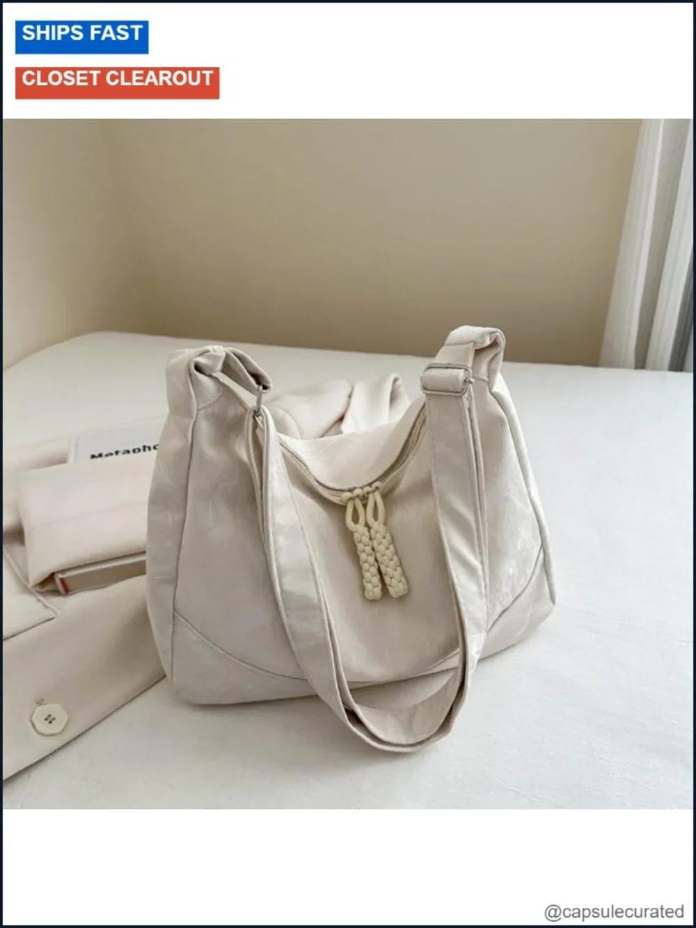 Ultra Soft Foldable Vegan Leather Crossbody Bag, Stylish Slouchy Hobo Tote